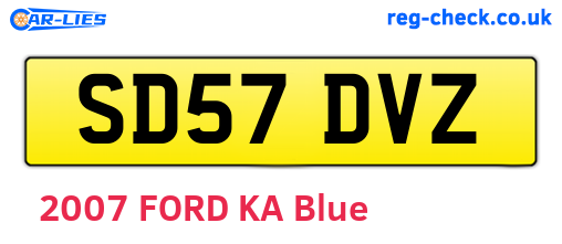 SD57DVZ are the vehicle registration plates.