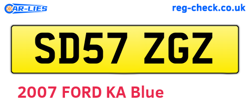SD57ZGZ are the vehicle registration plates.