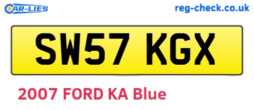SW57KGX are the vehicle registration plates.