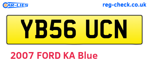YB56UCN are the vehicle registration plates.
