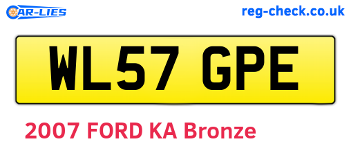 WL57GPE are the vehicle registration plates.