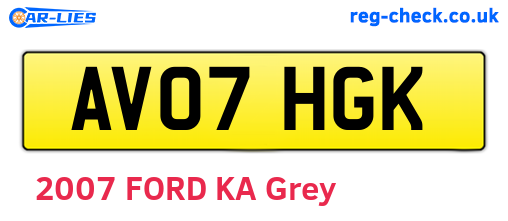 AV07HGK are the vehicle registration plates.