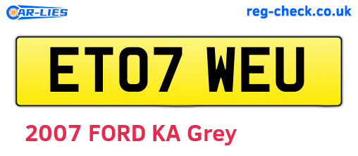 ET07WEU are the vehicle registration plates.