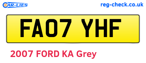 FA07YHF are the vehicle registration plates.