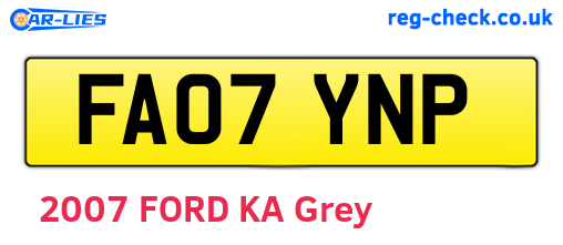 FA07YNP are the vehicle registration plates.