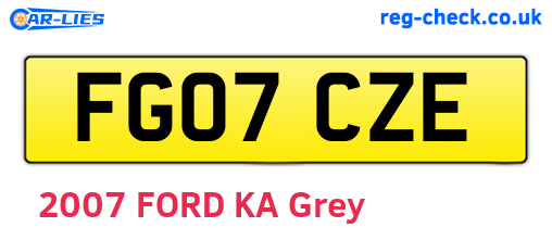 FG07CZE are the vehicle registration plates.
