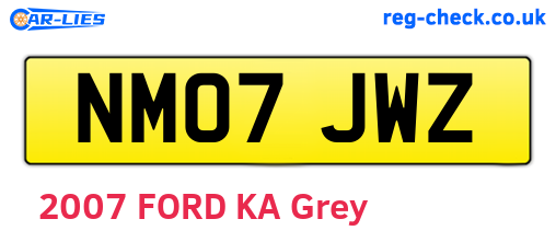 NM07JWZ are the vehicle registration plates.