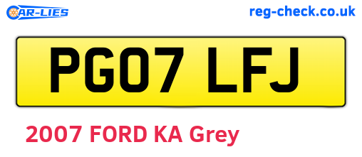 PG07LFJ are the vehicle registration plates.