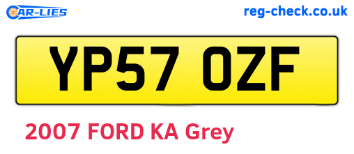 YP57OZF are the vehicle registration plates.