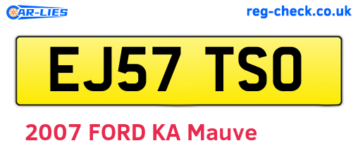 EJ57TSO are the vehicle registration plates.