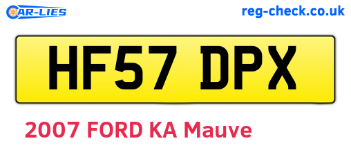 HF57DPX are the vehicle registration plates.