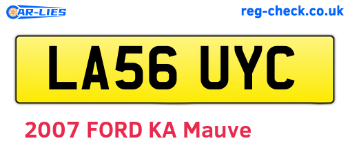 LA56UYC are the vehicle registration plates.