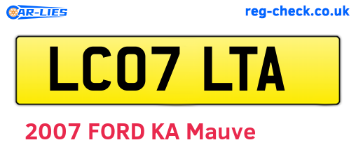 LC07LTA are the vehicle registration plates.