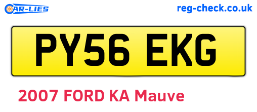 PY56EKG are the vehicle registration plates.