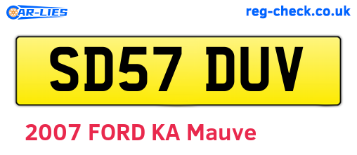 SD57DUV are the vehicle registration plates.
