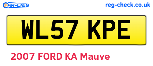WL57KPE are the vehicle registration plates.
