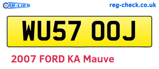 WU57OOJ are the vehicle registration plates.