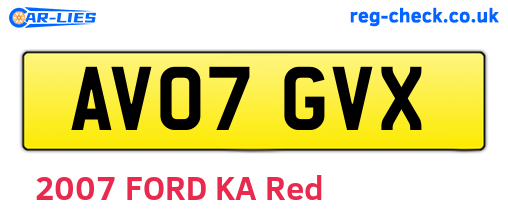 AV07GVX are the vehicle registration plates.