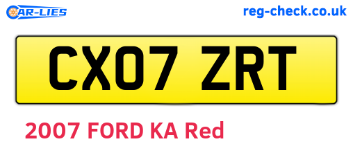 CX07ZRT are the vehicle registration plates.