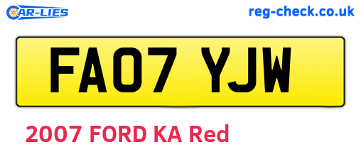 FA07YJW are the vehicle registration plates.