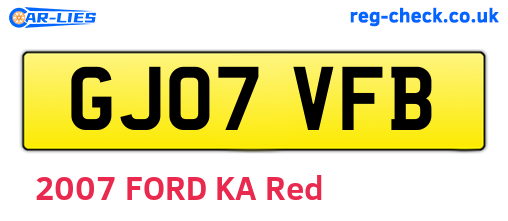 GJ07VFB are the vehicle registration plates.