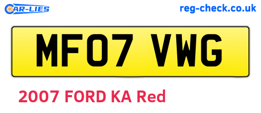 MF07VWG are the vehicle registration plates.