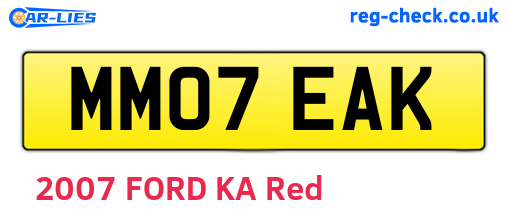 MM07EAK are the vehicle registration plates.
