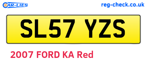 SL57YZS are the vehicle registration plates.