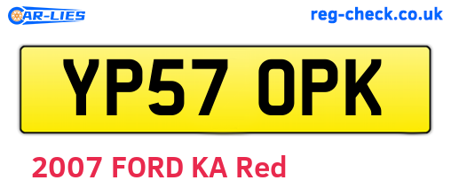 YP57OPK are the vehicle registration plates.