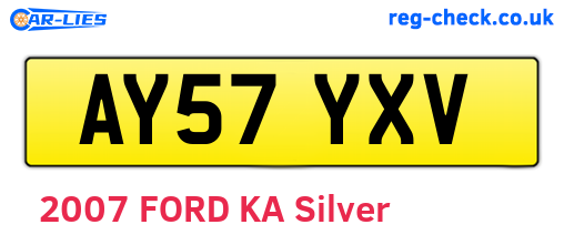 AY57YXV are the vehicle registration plates.