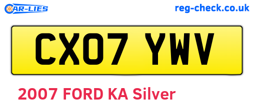 CX07YWV are the vehicle registration plates.
