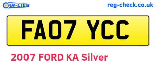 FA07YCC are the vehicle registration plates.