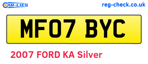 MF07BYC are the vehicle registration plates.