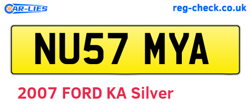 NU57MYA are the vehicle registration plates.