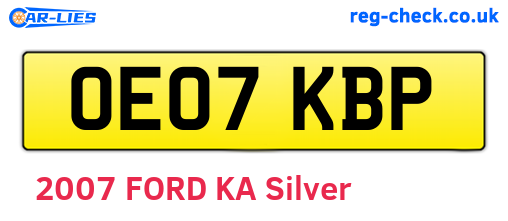 OE07KBP are the vehicle registration plates.