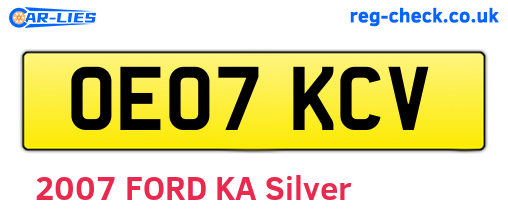 OE07KCV are the vehicle registration plates.