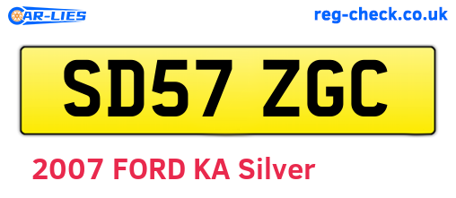 SD57ZGC are the vehicle registration plates.