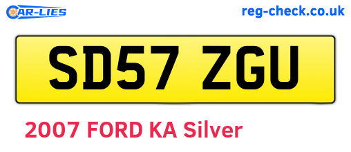 SD57ZGU are the vehicle registration plates.