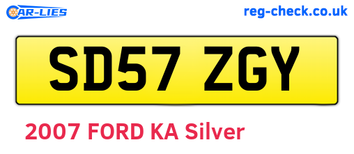 SD57ZGY are the vehicle registration plates.