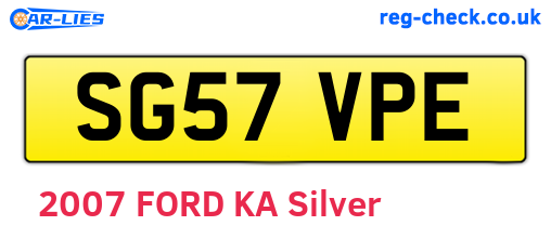 SG57VPE are the vehicle registration plates.