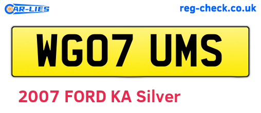 WG07UMS are the vehicle registration plates.