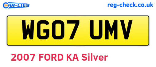 WG07UMV are the vehicle registration plates.