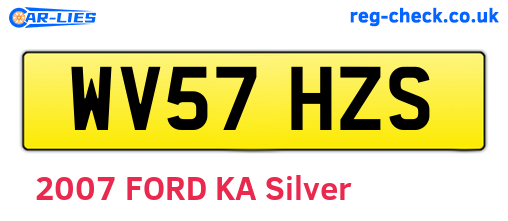 WV57HZS are the vehicle registration plates.
