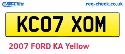 KC07XOM are the vehicle registration plates.