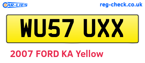 WU57UXX are the vehicle registration plates.