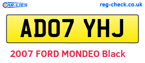 AD07YHJ are the vehicle registration plates.