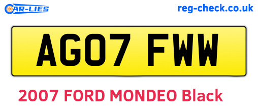 AG07FWW are the vehicle registration plates.