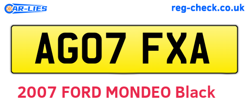 AG07FXA are the vehicle registration plates.