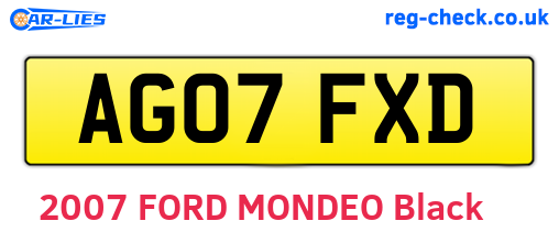 AG07FXD are the vehicle registration plates.