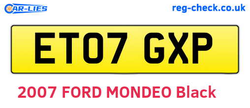 ET07GXP are the vehicle registration plates.
